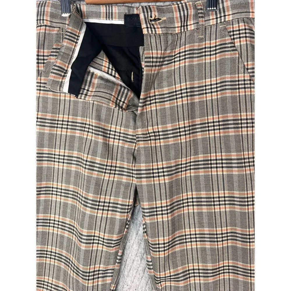 Soul Star England Plaid Pants Flat Front Straight Leg Academia‎ Career Size 28